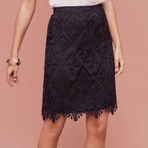 Moulinette Soeurs for Anthropologie Garden Silhouette Black Lace Skirt 0